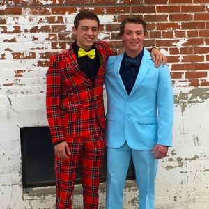 Red Plaid Prom Tux Mens worn once in great condition